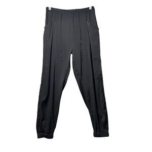 Elodie Black Jogger Pants Elastic Waist Zipper‎ Drawstring Pockets Size M